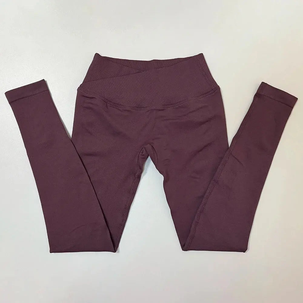 Vision Leggings Women Cross Waist Seamless Yoga Pants Hip Lifting Sport Leggings Fitness Scrunch Butt Gym Pants Workout Leggings luxecrown.co.uk