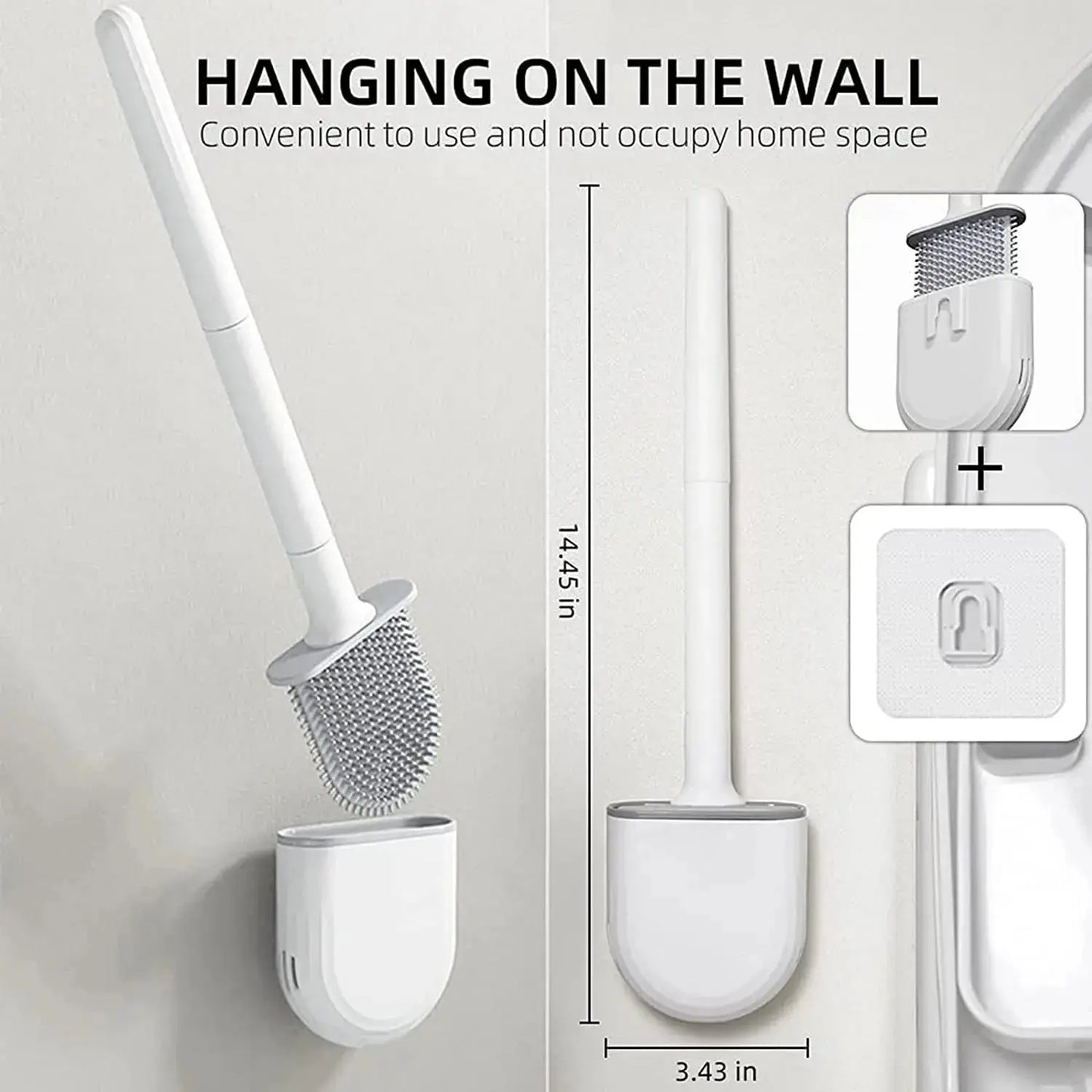 Wall Mounted Toilet Brush Replacement Long Handled Silicone Toilet Brushes Quick Drying Soft Bristles Toilet Bidet Bathroom Set luxecrown.co.uk
