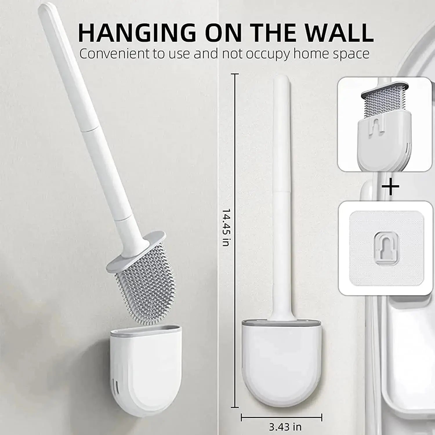 Wall Mounted Toilet Brush Replacement Long Handled Silicone Toilet Brushes Quick Drying Soft Bristles Toilet Bidet Bathroom Set luxecrown.co.uk