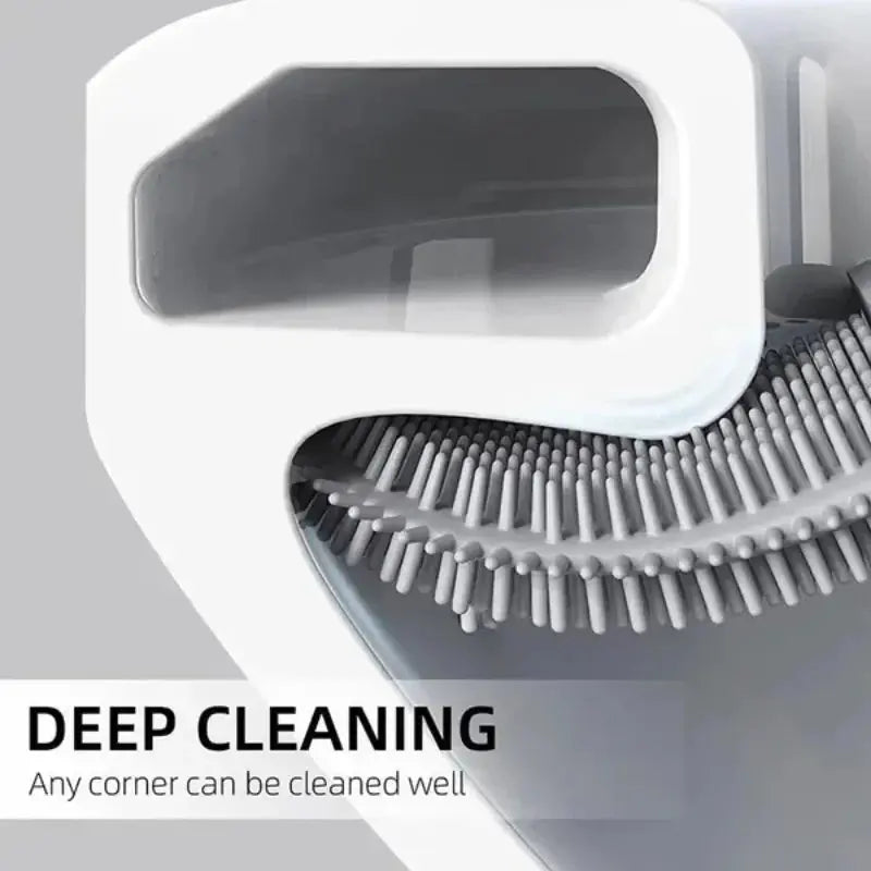 Wall Mounted Toilet Brush Replacement Long Handled Silicone Toilet Brushes Quick Drying Soft Bristles Toilet Bidet Bathroom Set luxecrown.co.uk