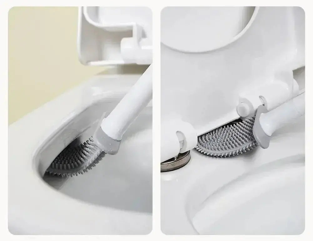Wall Mounted Toilet Brush Replacement Long Handled Silicone Toilet Brushes Quick Drying Soft Bristles Toilet Bidet Bathroom Set luxecrown.co.uk