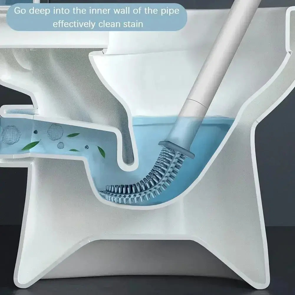 Wall Mounted Toilet Brush Replacement Long Handled Silicone Toilet Brushes Quick Drying Soft Bristles Toilet Bidet Bathroom Set luxecrown.co.uk