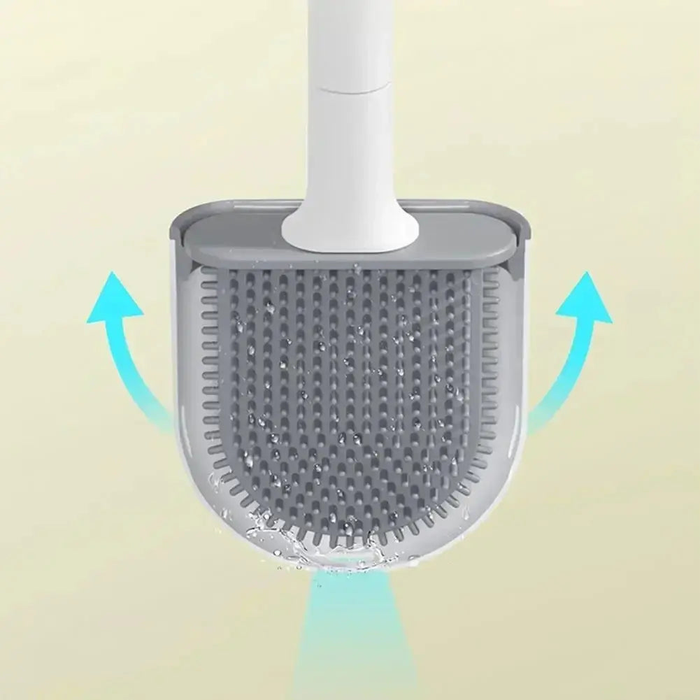 Wall Mounted Toilet Brush Replacement Long Handled Silicone Toilet Brushes Quick Drying Soft Bristles Toilet Bidet Bathroom Set luxecrown.co.uk