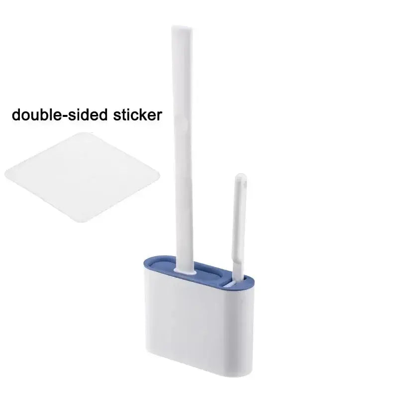 Wall Mounted Toilet Brush Replacement Long Handled Silicone Toilet Brushes Quick Drying Soft Bristles Toilet Bidet Bathroom Set luxecrown.co.uk