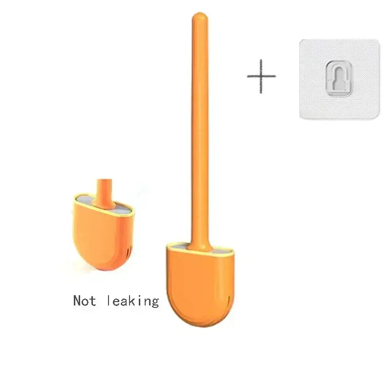 Wall Mounted Toilet Brush Replacement Long Handled Silicone Toilet Brushes Quick Drying Soft Bristles Toilet Bidet Bathroom Set luxecrown.co.uk