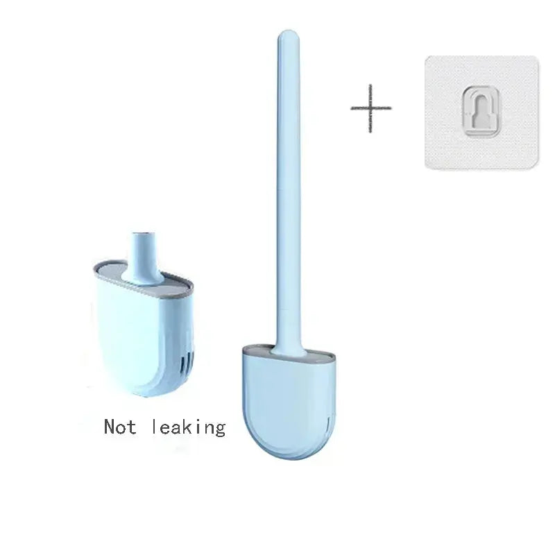 Wall Mounted Toilet Brush Replacement Long Handled Silicone Toilet Brushes Quick Drying Soft Bristles Toilet Bidet Bathroom Set luxecrown.co.uk