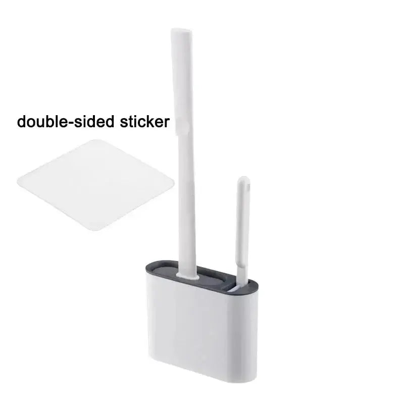 Wall Mounted Toilet Brush Replacement Long Handled Silicone Toilet Brushes Quick Drying Soft Bristles Toilet Bidet Bathroom Set luxecrown.co.uk