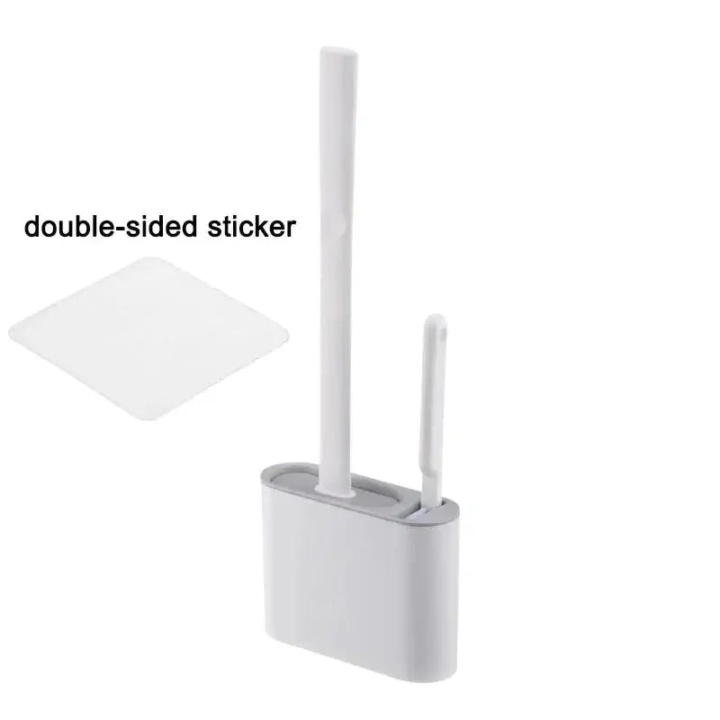 Wall Mounted Toilet Brush Replacement Long Handled Silicone Toilet Brushes Quick Drying Soft Bristles Toilet Bidet Bathroom Set luxecrown.co.uk