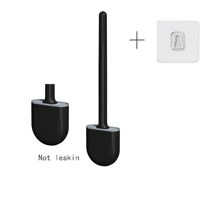 Wall Mounted Toilet Brush Replacement Long Handled Silicone Toilet Brushes Quick Drying Soft Bristles Toilet Bidet Bathroom Set luxecrown.co.uk