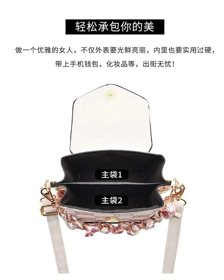 Wear-resistant PU leather mini single-shoulder bag for women, flip cover cartoon square graffiti crossbody bag