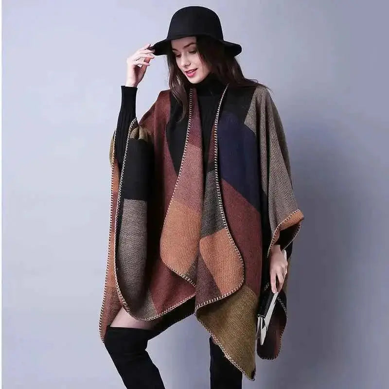 Winter Fashion Poncho Women Capes Scarf Imitation Cashmere Ladies Scarves Warm Shawls Wraps Woman Ponchos Bufanda Mujer Foulard