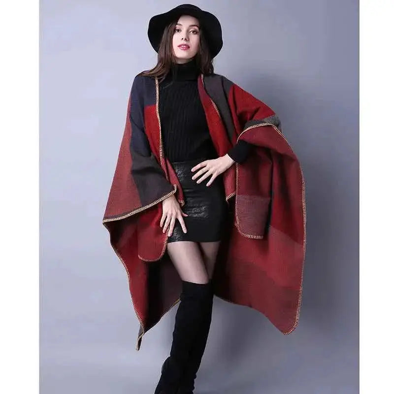 Winter Fashion Poncho Women Capes Scarf Imitation Cashmere Ladies Scarves Warm Shawls Wraps Woman Ponchos Bufanda Mujer Foulard