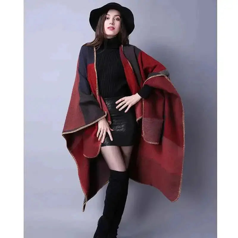 Winter Fashion Poncho Women Capes Scarf Imitation Cashmere Ladies Scarves Warm Shawls Wraps Woman Ponchos Bufanda Mujer Foulard