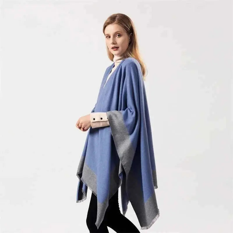 Winter Fashion Poncho Women Capes Scarf Imitation Cashmere Ladies Scarves Warm Shawls Wraps Woman Ponchos Bufanda Mujer Foulard