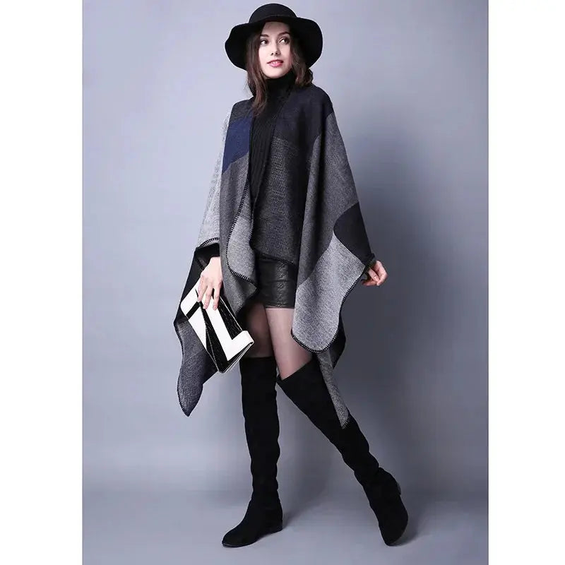 Winter Fashion Poncho Women Capes Scarf Imitation Cashmere Ladies Scarves Warm Shawls Wraps Woman Ponchos Bufanda Mujer Foulard luxecrown.co.uk