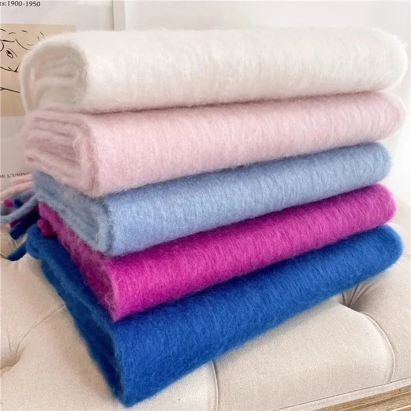 Winter Scarf for Women Cashmere Warm Solid Pashmina Blanket Wraps Female Thick Soft Bufanda Big Tassel Shawl Long Poncho Echarpe luxecrown.co.uk