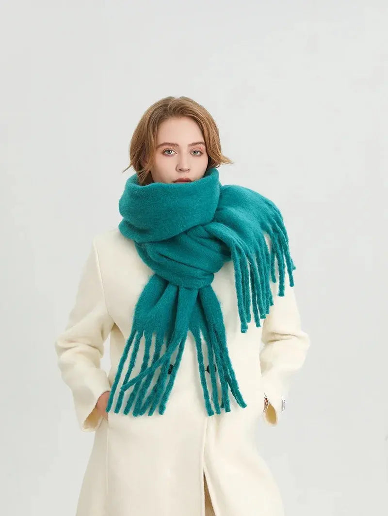 Winter Scarf for Women Cashmere Warm Solid Pashmina Blanket Wraps Female Thick Soft Bufanda Big Tassel Shawl Long Poncho Echarpe luxecrown.co.uk