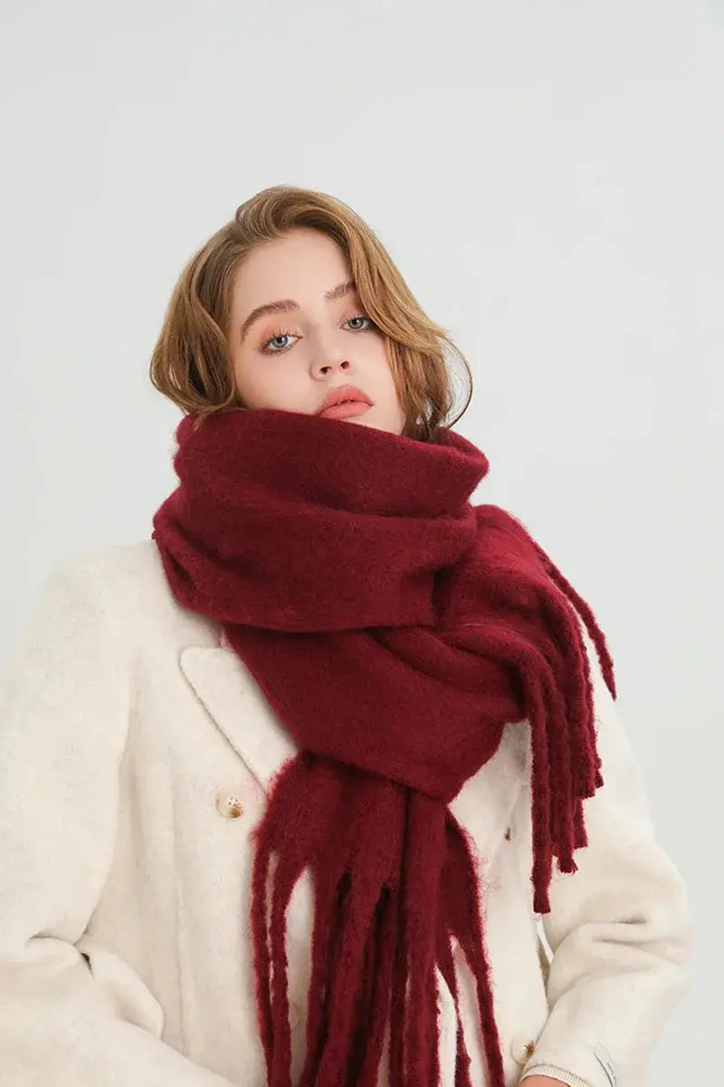 Winter Scarf for Women Cashmere Warm Solid Pashmina Blanket Wraps Female Thick Soft Bufanda Big Tassel Shawl Long Poncho Echarpe luxecrown.co.uk