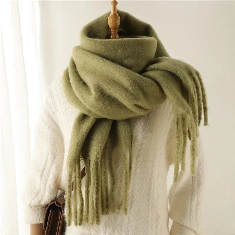 Winter Scarf for Women Cashmere Warm Solid Pashmina Blanket Wraps Female Thick Soft Bufanda Big Tassel Shawl Long Poncho Echarpe luxecrown.co.uk