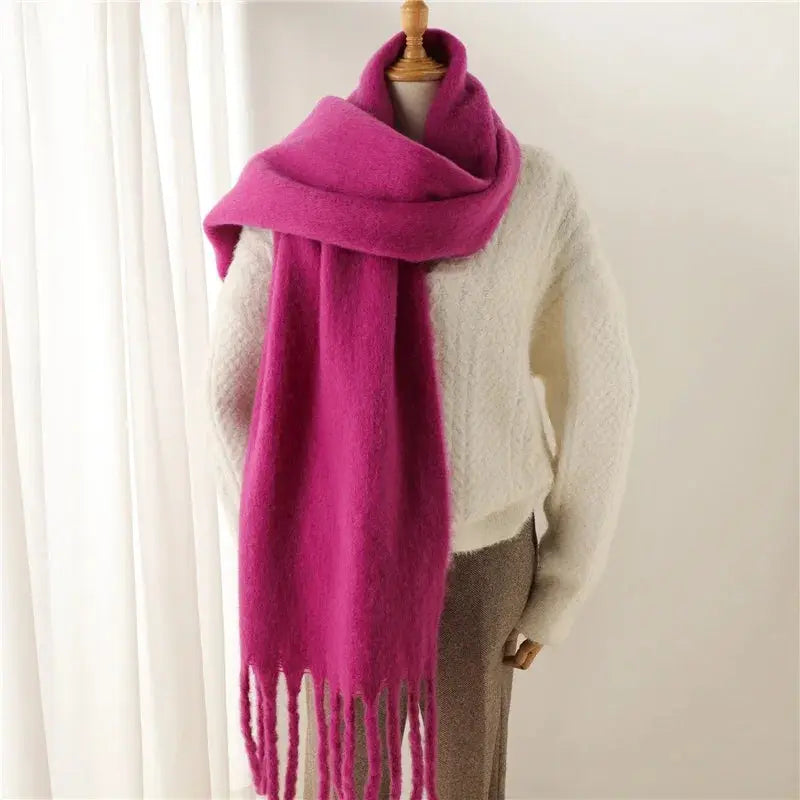 Winter Scarf for Women Cashmere Warm Solid Pashmina Blanket Wraps Female Thick Soft Bufanda Big Tassel Shawl Long Poncho Echarpe luxecrown.co.uk