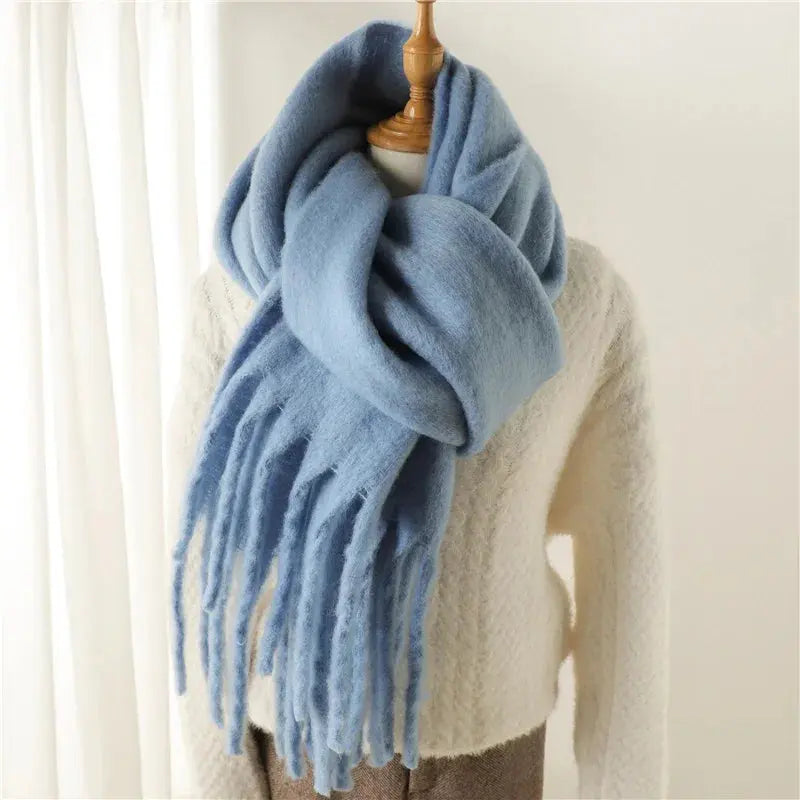 Winter Scarf for Women Cashmere Warm Solid Pashmina Blanket Wraps Female Thick Soft Bufanda Big Tassel Shawl Long Poncho Echarpe luxecrown.co.uk