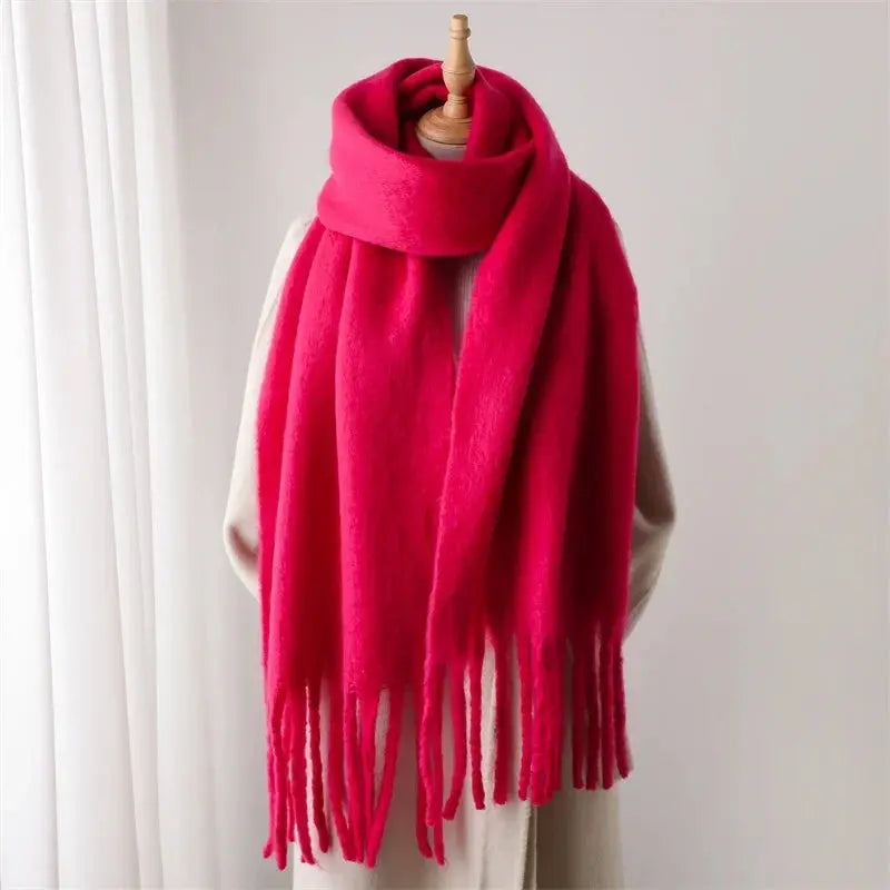 Winter Scarf for Women Cashmere Warm Solid Pashmina Blanket Wraps Female Thick Soft Bufanda Big Tassel Shawl Long Poncho Echarpe luxecrown.co.uk