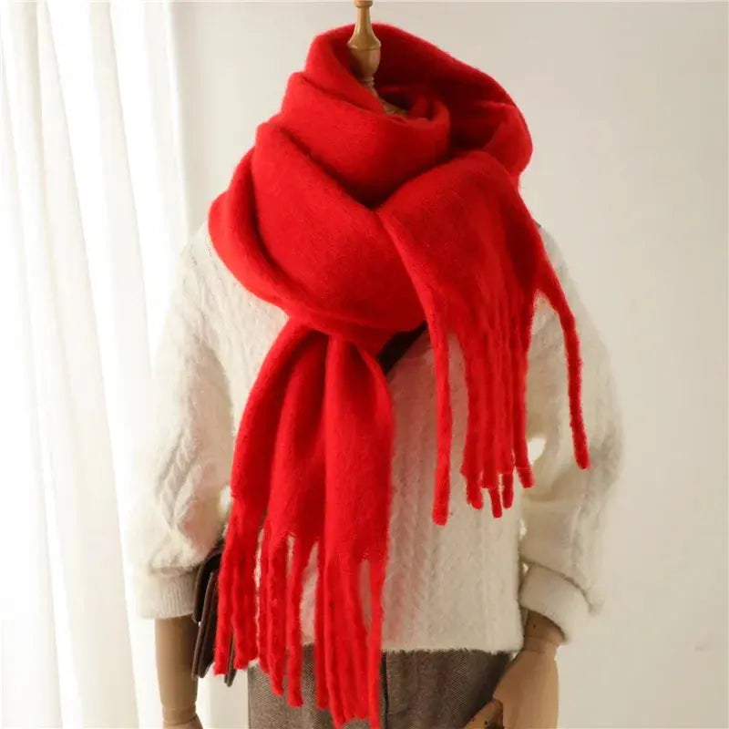 Winter Scarf for Women Cashmere Warm Solid Pashmina Blanket Wraps Female Thick Soft Bufanda Big Tassel Shawl Long Poncho Echarpe luxecrown.co.uk