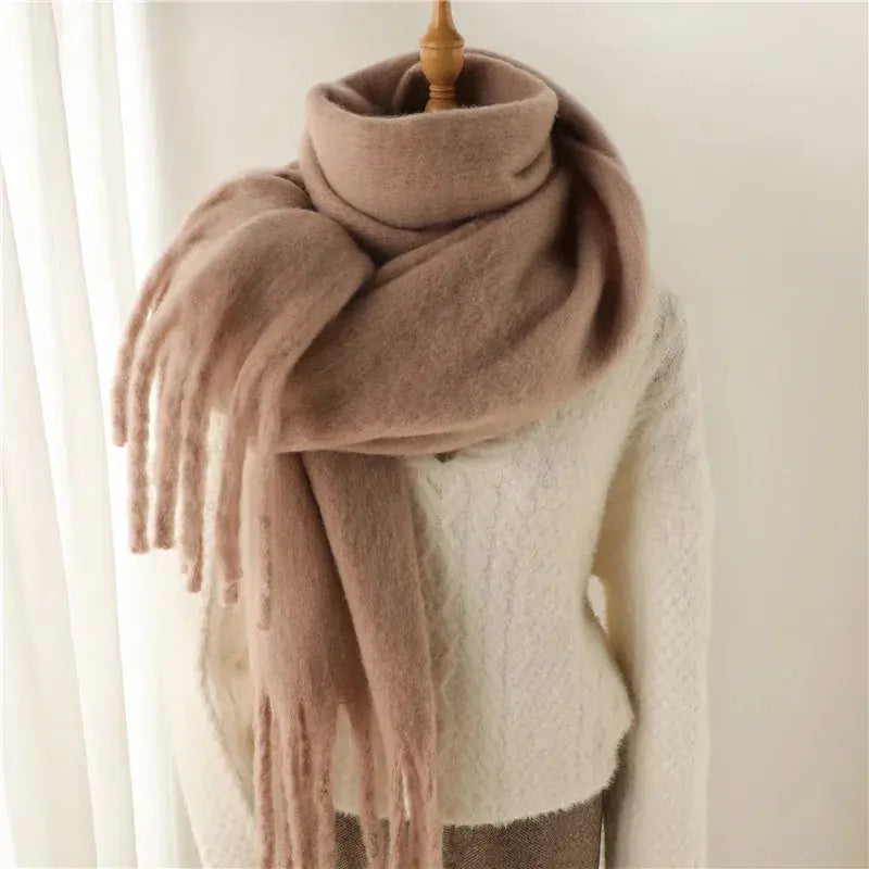 Winter Scarf for Women Cashmere Warm Solid Pashmina Blanket Wraps Female Thick Soft Bufanda Big Tassel Shawl Long Poncho Echarpe luxecrown.co.uk