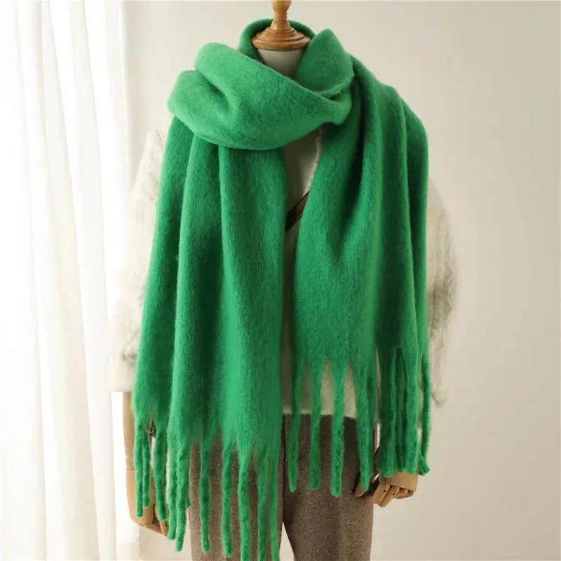 Winter Scarf for Women Cashmere Warm Solid Pashmina Blanket Wraps Female Thick Soft Bufanda Big Tassel Shawl Long Poncho Echarpe luxecrown.co.uk