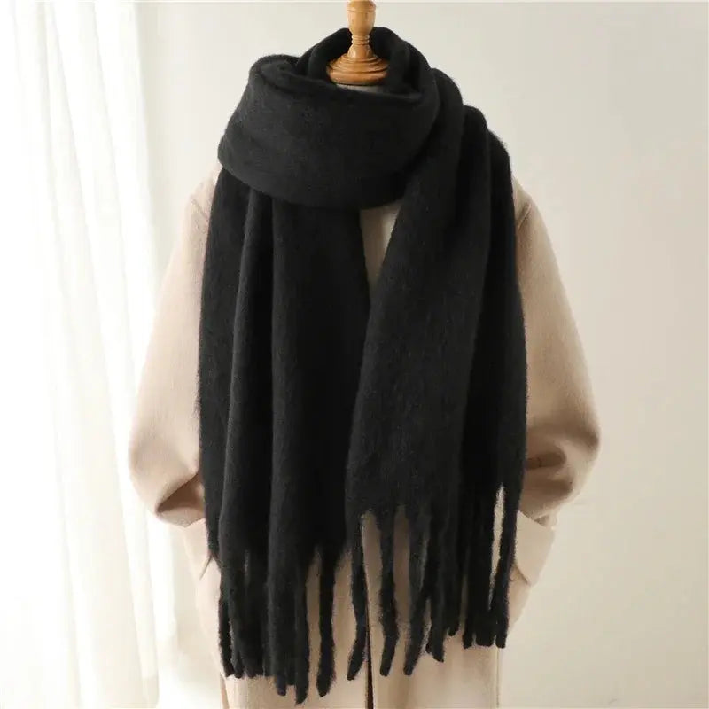 Winter Scarf for Women Cashmere Warm Solid Pashmina Blanket Wraps Female Thick Soft Bufanda Big Tassel Shawl Long Poncho Echarpe luxecrown.co.uk