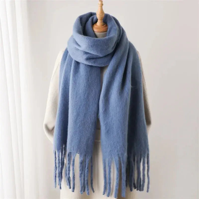 Winter Scarf for Women Cashmere Warm Solid Pashmina Blanket Wraps Female Thick Soft Bufanda Big Tassel Shawl Long Poncho Echarpe luxecrown.co.uk