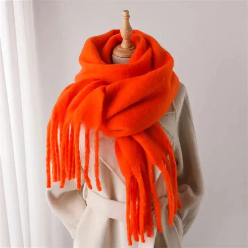 Winter Scarf for Women Cashmere Warm Solid Pashmina Blanket Wraps Female Thick Soft Bufanda Big Tassel Shawl Long Poncho Echarpe luxecrown.co.uk