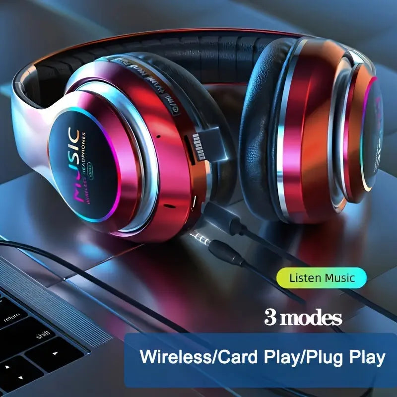 Wireless Headphones, Wireless Earbuds With Deep Bass, Lightweight Foldable Headphones Built-in Mic, Compatible With 3.5mm Audio Cable, Stereo Sound For Travel Work Laptop PC Cellphone, Gaming Headset, Christmas Gift DT Streetsharks