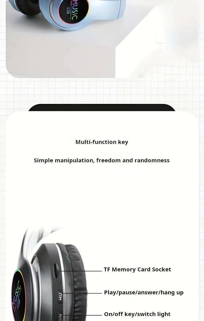 Wireless Headphones, Wireless Earbuds With Deep Bass, Lightweight Foldable Headphones Built-in Mic, Compatible With 3.5mm Audio Cable, Stereo Sound For Travel Work Laptop PC Cellphone, Gaming Headset, Christmas Gift DT Streetsharks
