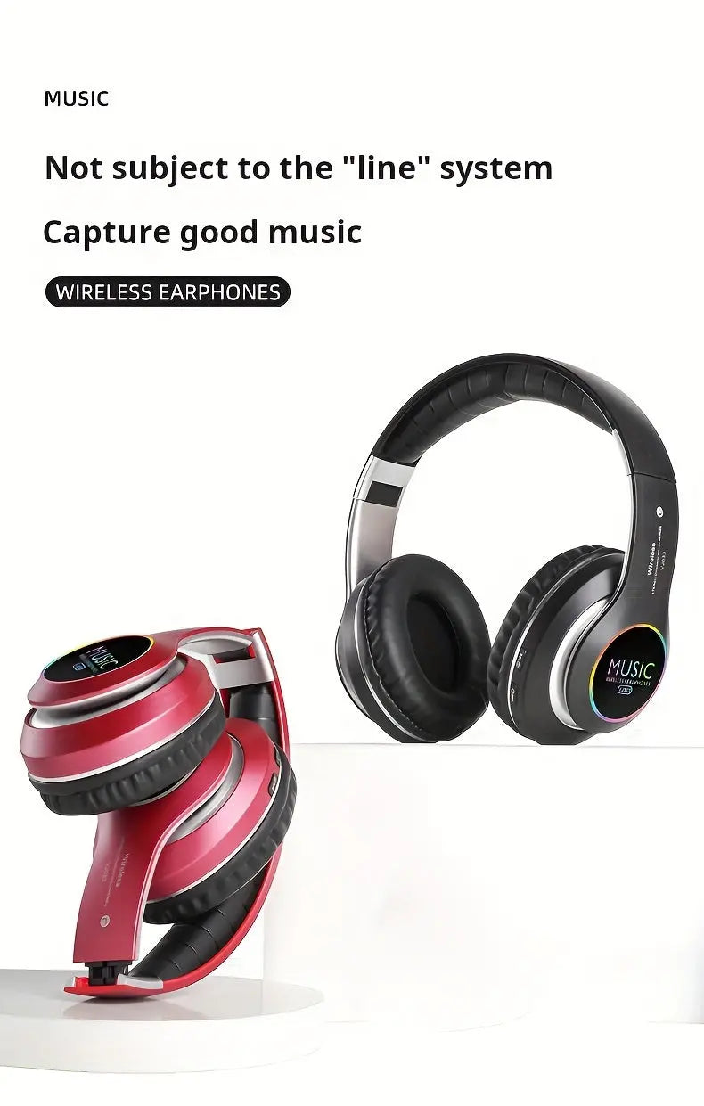 Wireless Headphones, Wireless Earbuds With Deep Bass, Lightweight Foldable Headphones Built-in Mic, Compatible With 3.5mm Audio Cable, Stereo Sound For Travel Work Laptop PC Cellphone, Gaming Headset, Christmas Gift DT Streetsharks