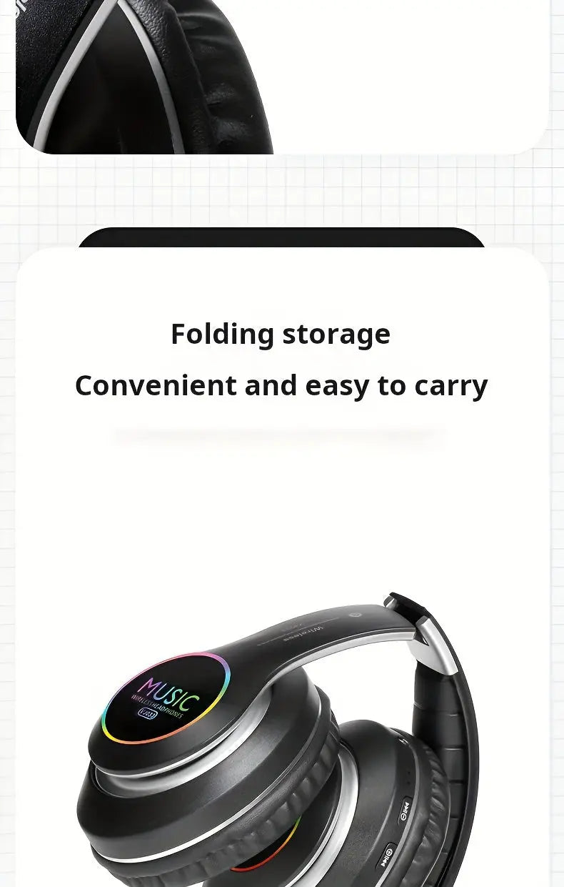 Wireless Headphones, Wireless Earbuds With Deep Bass, Lightweight Foldable Headphones Built-in Mic, Compatible With 3.5mm Audio Cable, Stereo Sound For Travel Work Laptop PC Cellphone, Gaming Headset, Christmas Gift DT Streetsharks