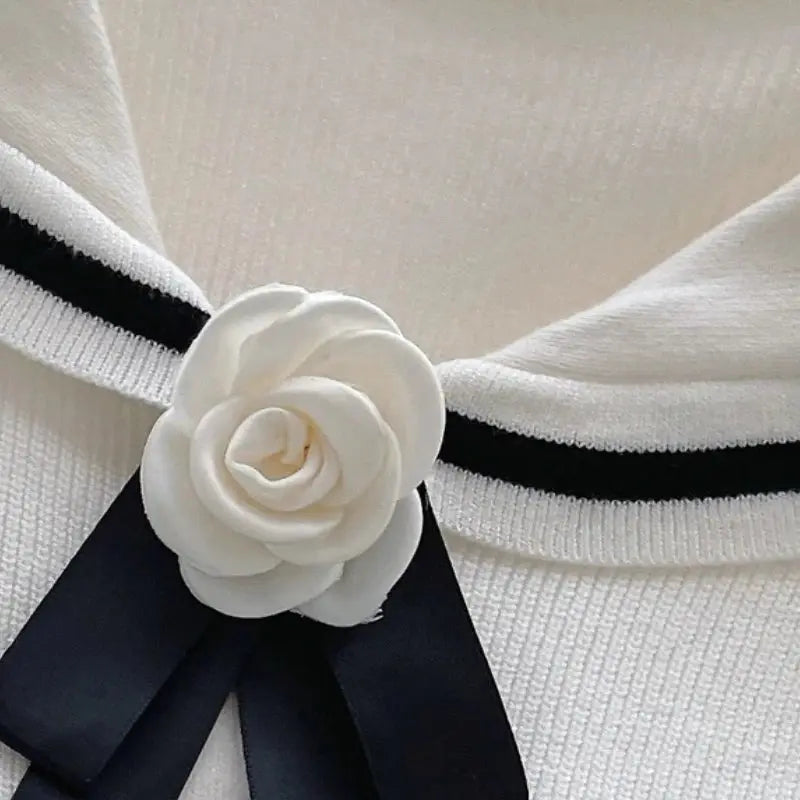 Women Autumn Winter Full Sleeve Sweater Korean Style Bow  Sailor Collar  Knitted Cardigan Fashion O-Neck Single-breasted Tops luxecrown.co.uk