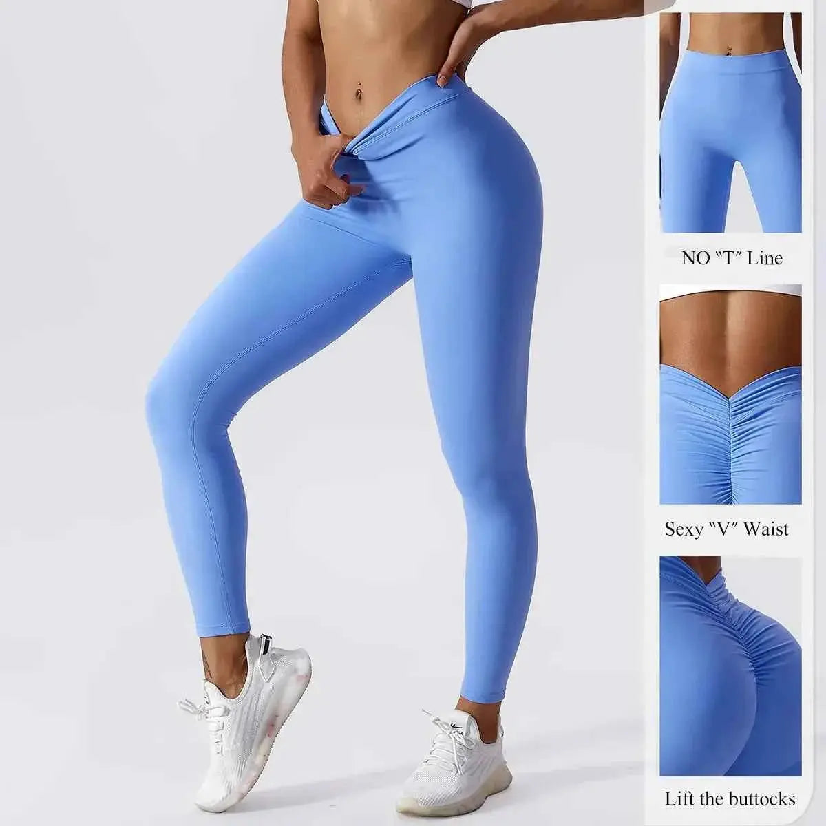 Women Fitness Leggings Workout Gym Running Scrunch Leggings Sexy Back V High Waist Trousers Jogging Active Wear Tight Pants