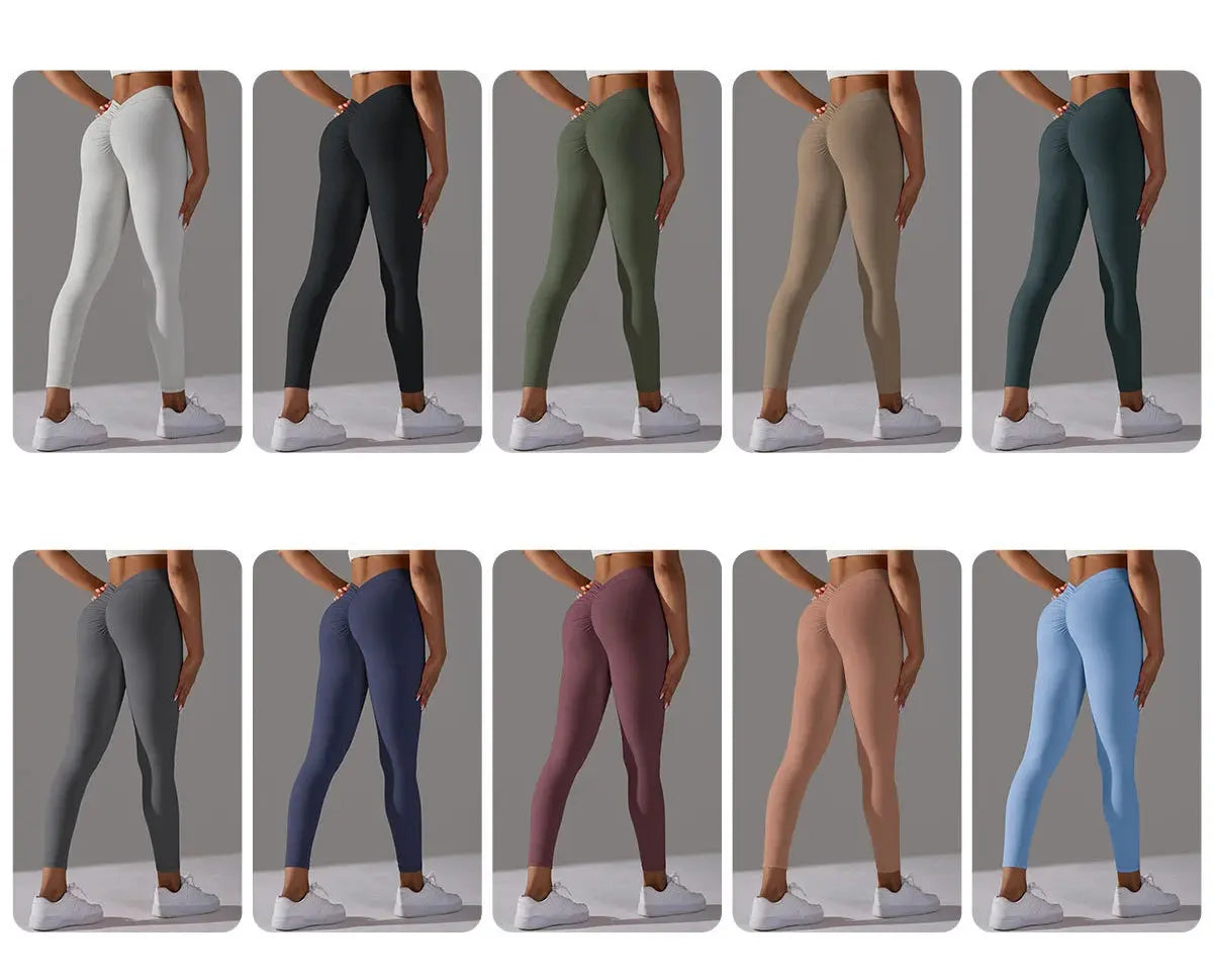 Women Fitness Leggings Workout Gym Running Scrunch Leggings Sexy Back V High Waist Trousers Jogging Active Wear Tight Pants luxecrown.co.uk