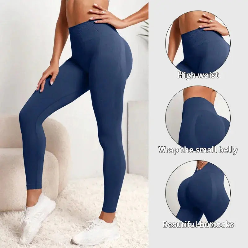 Women Gym Seamless Leggings Yoga Sports Pant Stretchy High Waist Fitness Sports Activewear Pants luxecrown.co.uk