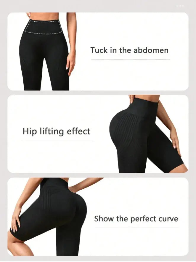 Women High Waist Seamless Slim Shorts Stretchy Push Up Butt Linear Aesthetic Yoga Shorts Knitted Workout Running Leggings luxecrown.co.uk