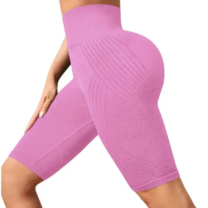 Women High Waist Seamless Slim Shorts Stretchy Push Up Butt Linear Aesthetic Yoga Shorts Knitted Workout Running Leggings luxecrown.co.uk