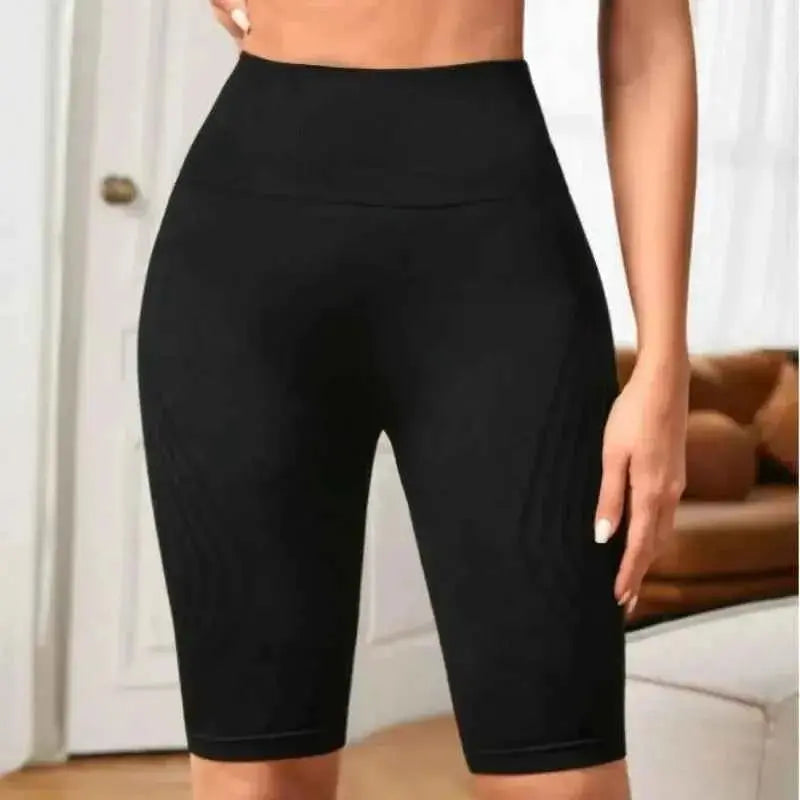 Women Knited Slim Shorts High Waist Seamless Yoga Shorts Workout Running Linear Aesthetic Leggings Stretchy Push Up Butt  Shorts