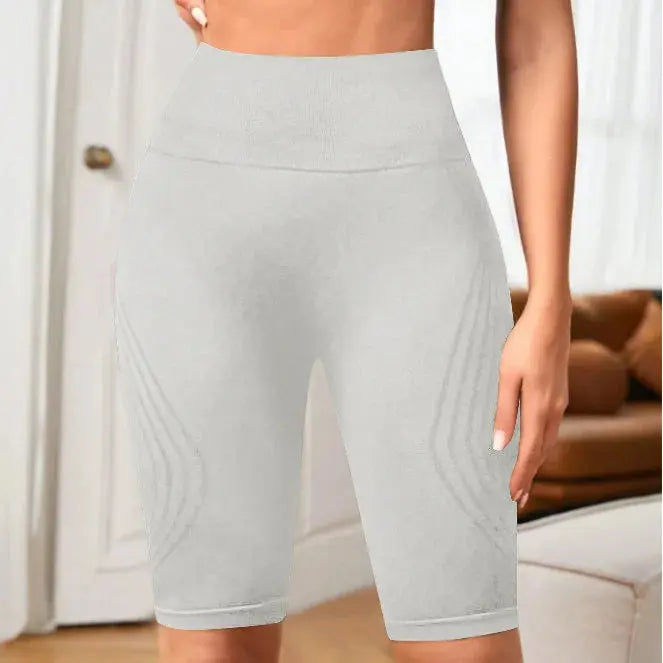 Women Knited Slim Shorts High Waist Seamless Yoga Shorts Workout Running Linear Aesthetic Leggings Stretchy Push Up Butt  Shorts luxecrown.co.uk