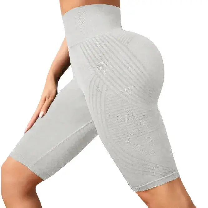Women Knited Slim Shorts High Waist Seamless Yoga Shorts Workout Running Linear Aesthetic Leggings Stretchy Push Up Butt  Shorts luxecrown.co.uk