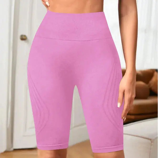 Women Knited Slim Shorts High Waist Seamless Yoga Shorts Workout Running Linear Aesthetic Leggings Stretchy Push Up Butt  Shorts luxecrown.co.uk