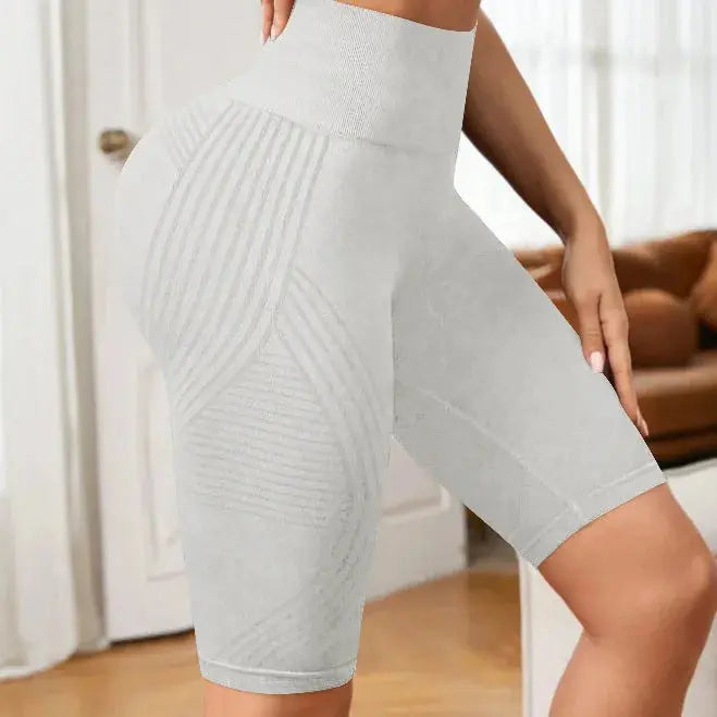 Women Knited Slim Shorts High Waist Seamless Yoga Shorts Workout Running Linear Aesthetic Leggings Stretchy Push Up Butt  Shorts luxecrown.co.uk