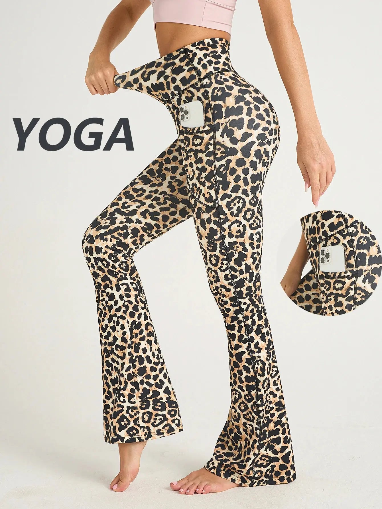 Women Leopard Print Flared Pants Sport High Waist Leggings Skinny Push Up Butt Yoga Pants Fashion Workout Casual Leggings Female luxecrown.co.uk