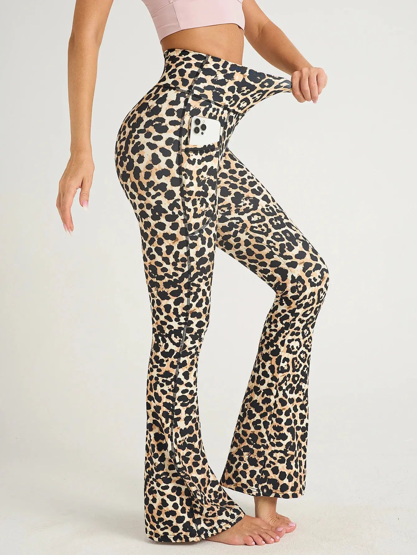 Women Leopard Print Flared Pants Sport High Waist Leggings Skinny Push Up Butt Yoga Pants Fashion Workout Casual Leggings Female luxecrown.co.uk