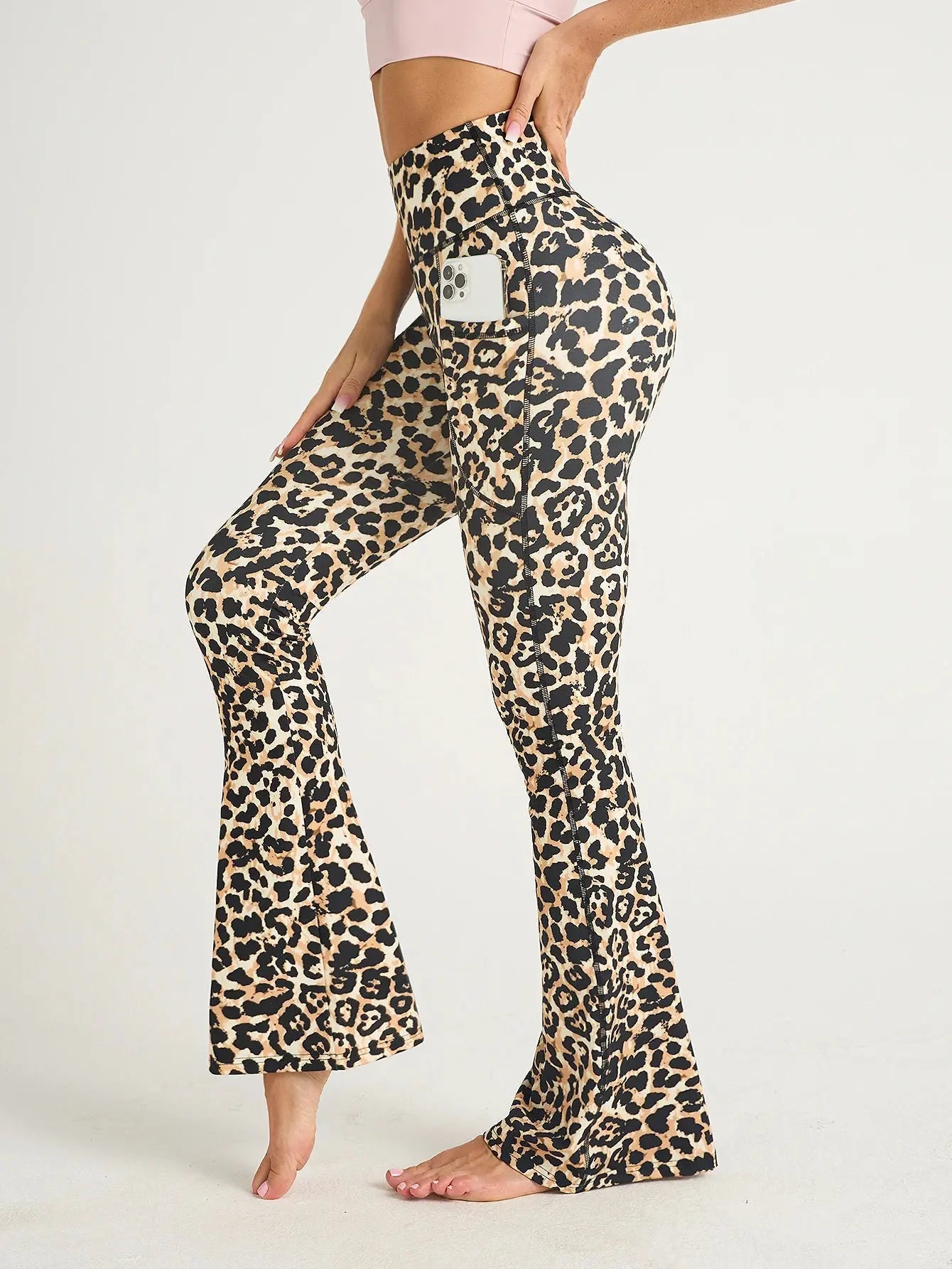 Women Leopard Print Flared Pants Sport High Waist Leggings Skinny Push Up Butt Yoga Pants Fashion Workout Casual Leggings Female luxecrown.co.uk